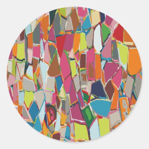 Modern Art Geometric Deco Multi_color Classic Round Sticker