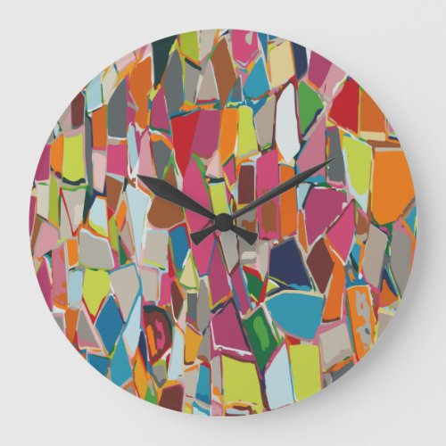 Modern Art Geometric Deco Multi_color Large Clock