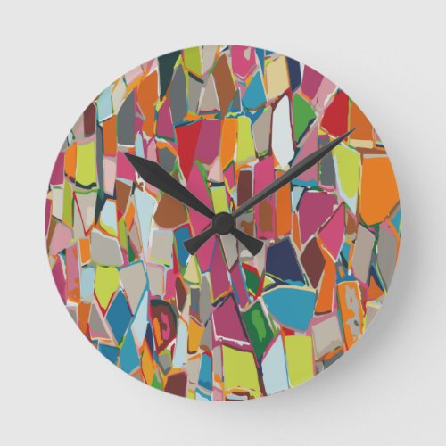 Modern Art Geometric Deco Multi_color Round Clock