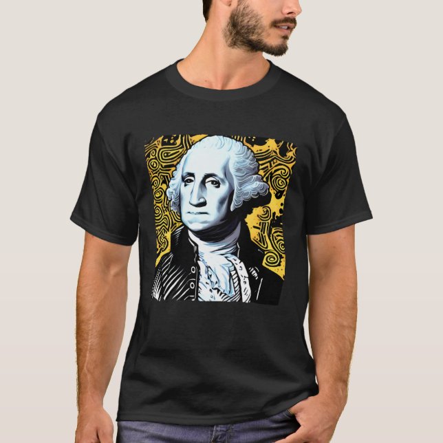Modern Art George Washington 4th of July Patriotic T-Shirt (Front)