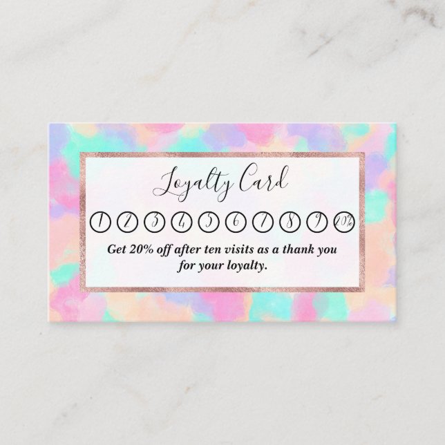 Modern Art Girly Pink Purple Paint Splotches Loyalty Card (Front)