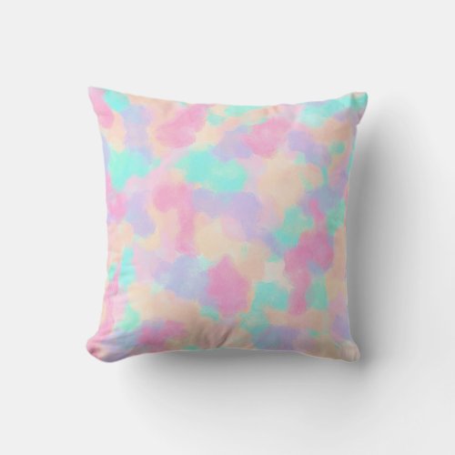 Modern Art Girly Pink Purple Paint Splotches Outdoor Pillow