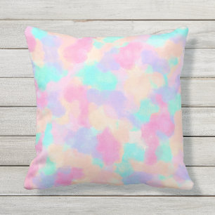 Modern Art Girly Pink Purple Paint Splotches Outdoor Pillow