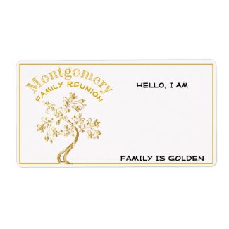 Modern Art Gold Tree Family Reunion Paper Name Tag