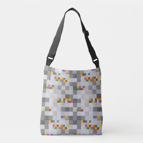 Modern Art Grey_tone Geometric Color Squares Crossbody Bag