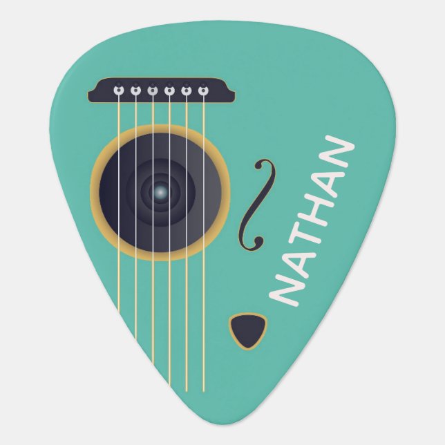 Modern Art Guitar Graphic Teal Personalised Guitar Pick (Front)