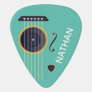 Modern Art Guitar Graphic Teal Personalised Pick