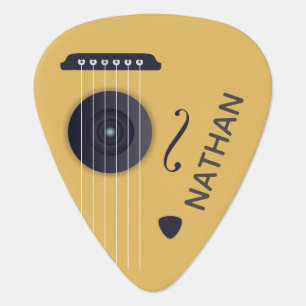 Modern Art Guitar Graphic Yellow Personalised Pick