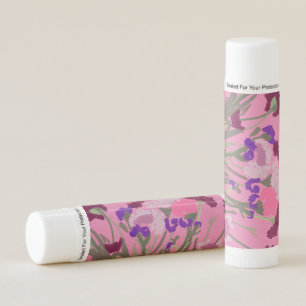 Modern Art Happy Colorful Wildflowers +Custom Name Lip Balm