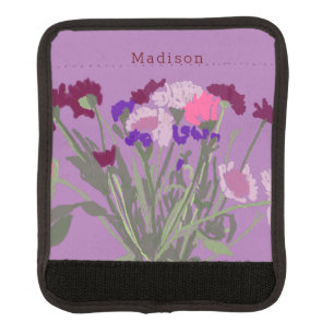 Modern Art Happy Colorful Wildflowers +Custom Name Luggage Handle Wrap