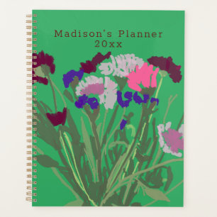 Modern Art Happy Colorful Wildflowers +Custom Name Planner