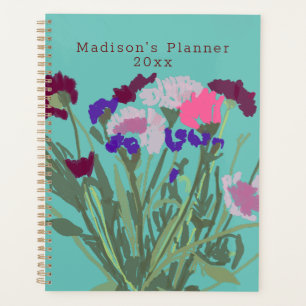 Modern Art Happy Colorful Wildflowers +Custom Name Planner