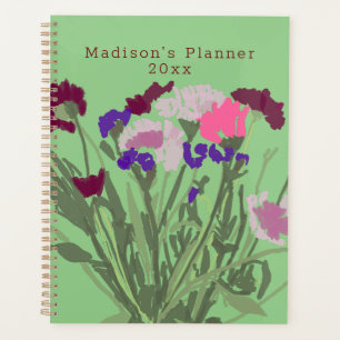 Modern Art Happy Colorful Wildflowers +Custom Name Planner