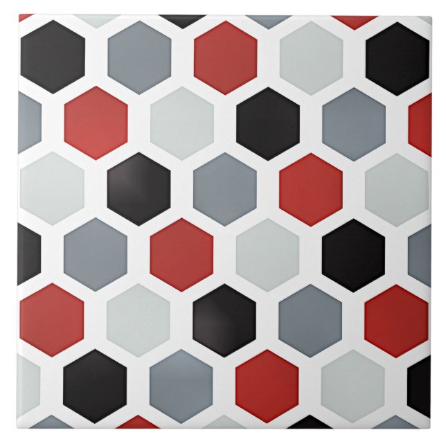 Modern Art Hexagon Pattern Ceramic Tile (Front)