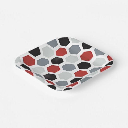 Modern Art Hexagon Pattern Paper Plates