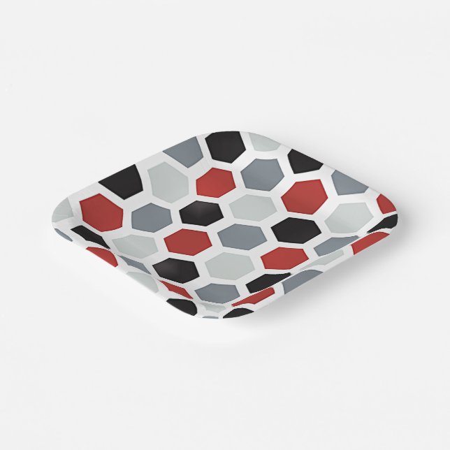 Modern Art Hexagon Pattern Paper Plates (Angled)