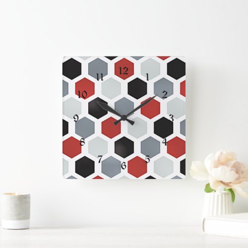 Modern Art Hexagon Pattern Square Wall Clock