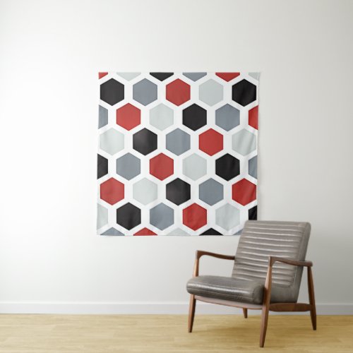 Modern Art Hexagon Pattern Tapestry