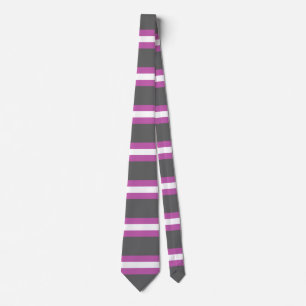 Modern Art Horizontal Stripes Pink White Gray Neck Tie