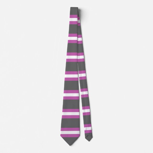 Modern Art Horizontal Stripes Pink White Gray Neck Tie (Front)