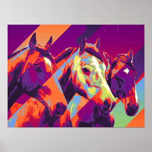 Modern Art Horse poster for decoupage or collage