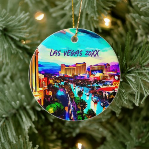 Modern Art Las Vegas Ceramic Ornament