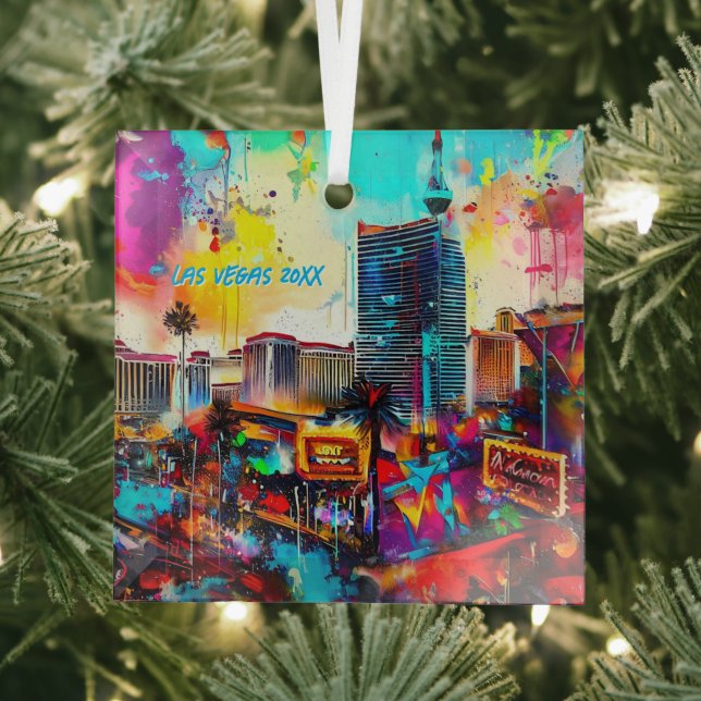 Modern Art Las Vegas Glass Ornament (Insitu)