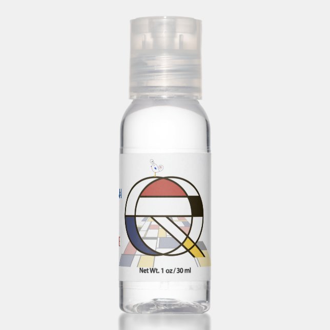 Modern Art Monogram And Cute Bird - Letter "Q" Hand Sanitizer (Front)