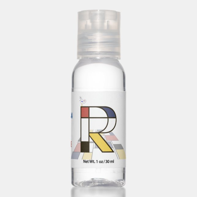 Modern Art Monogram And Cute Bird - Letter "R" Hand Sanitizer (Front)