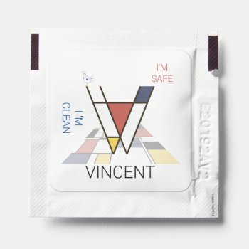 Modern Art Monogram And Cute Bird - Letter "v" Hand Sanitizer Packet by DigitalSolutions2u at Zazzle