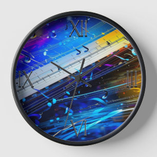 Modern art Music note Wall Clock 10-inch round
