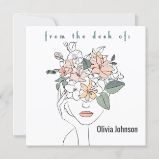 Modern Art Notecard Stationery Personalize Name