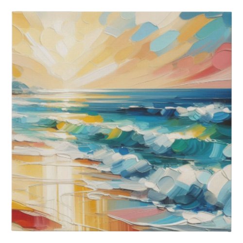 Modern Art Ocean Beach Sunset Sunrise Art  Faux Canvas Print