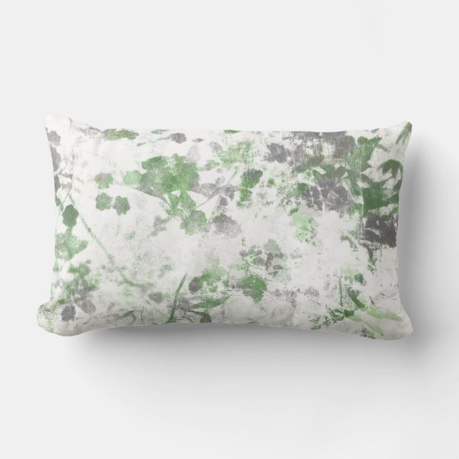 Modern art of flower pattern and wall texture mix lumbar pillow (Front)