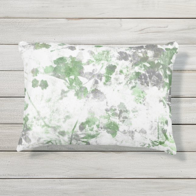Modern art of flower pattern and wall texture mix outdoor pillow (Back)