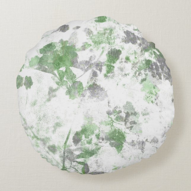 Modern art of flower pattern and wall texture mix round pillow (Back)