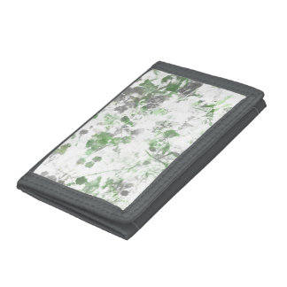 Modern art of flower pattern and wall texture mix tri-fold wallet