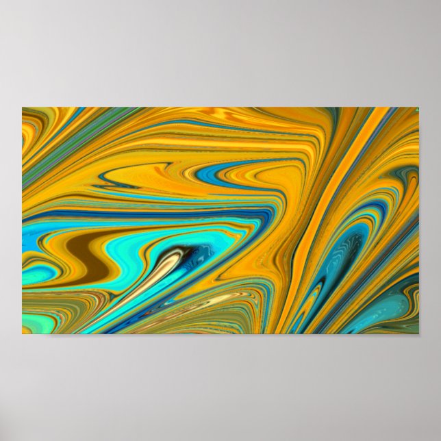 Modern Art Orange and Teal Poster (Front)