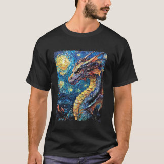 Modern Art Painting Van Gogh Starry Night Dragon T-Shirt