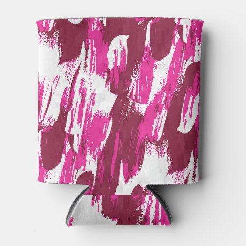 Modern Art Pink Brush Stroke Pattern Can Cooler