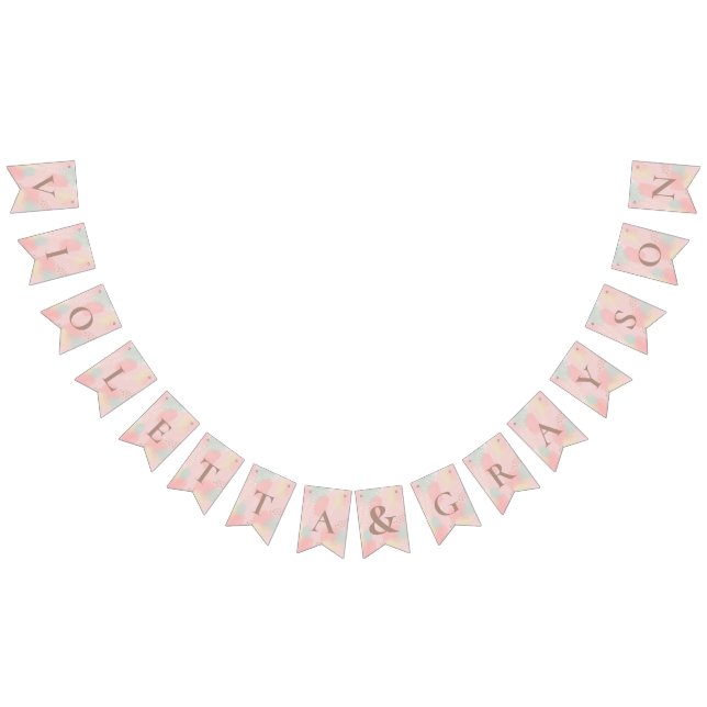 Modern Art Pink Pastel Wedding Bunting Flags (All)