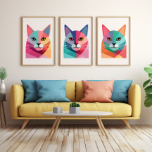 Modern art poster with a colorful Cat 1