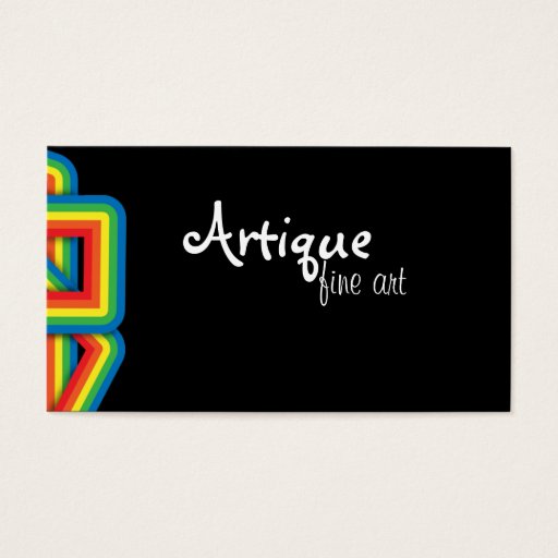 Customizable Modern Art Rainbows on Black Business Card Template