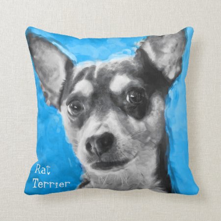 Modern Art Rat Terrier Throw Pillow