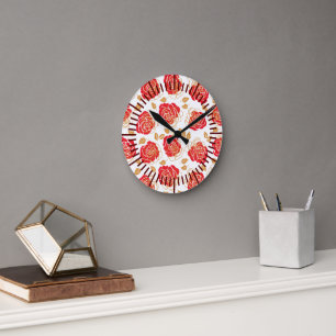 Modern Art Roses  Round Clock