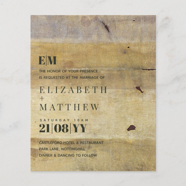 Modern Art Rustic Typography Wedding Invites (Front)