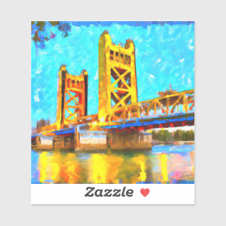 Modern Art Sacramento Tower Bridge Sticker