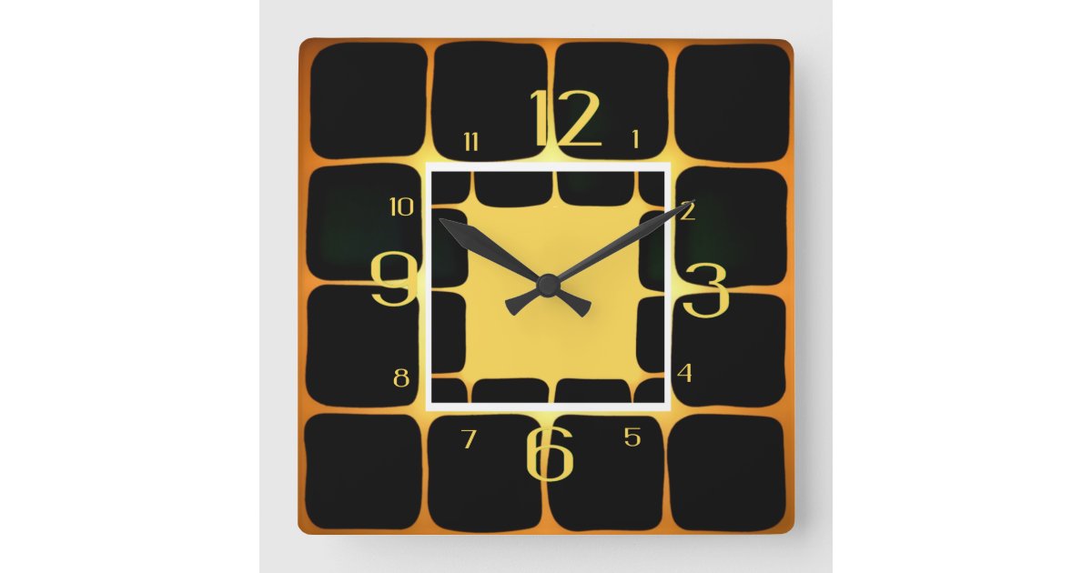 Modern art square wall clock | Zazzle