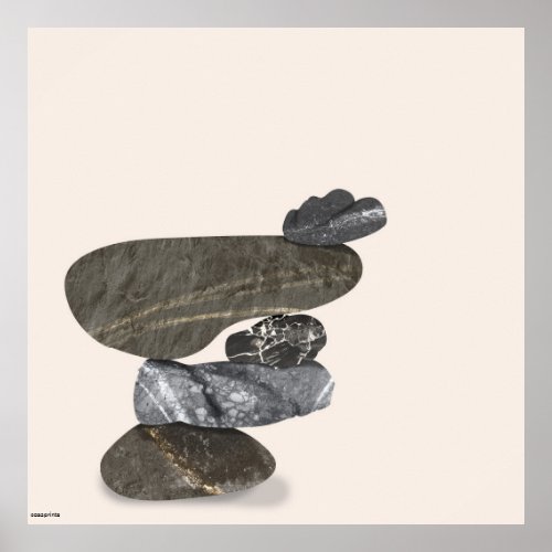 Modern art stacked stones abstract design on  poster