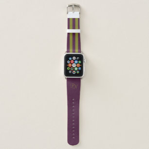 Modern Art Stripes With Gold Graphic Monogram Apple Watch Band
